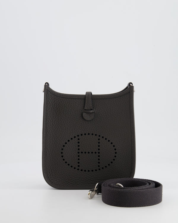 Hermès Mini Evelyne Bag in Dark Bronze Clemence Leather with Palladium Hardware