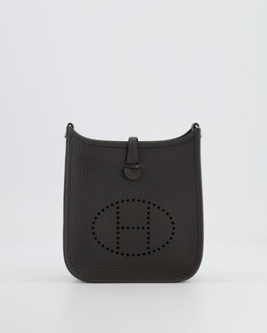 Hermès Mini Evelyne Bag in Dark Bronze Clemence Leather with Palladium Hardware