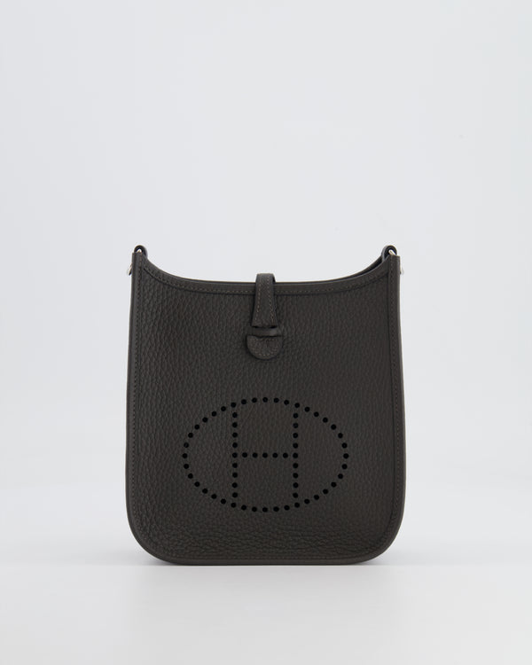 Hermès Mini Evelyne Bag in Dark Bronze Clemence Leather with Palladium Hardware