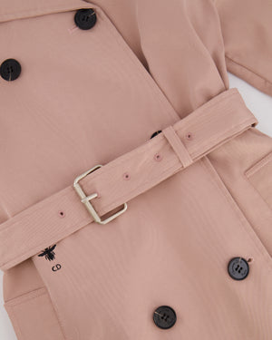 Christian Dior Light Pink Belted Trench Coat with Dior Oblique Lining Size FR 36 (UK 8)