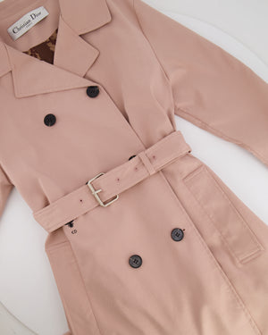 Christian Dior Light Pink Belted Trench Coat with Dior Oblique Lining Size FR 36 (UK 8)