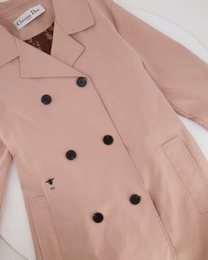 Christian Dior Light Pink Belted Trench Coat with Dior Oblique Lining Size FR 36 (UK 8)