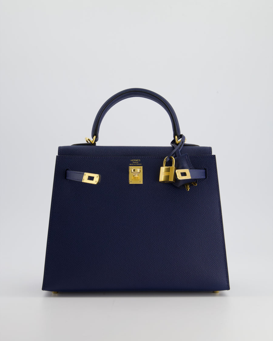 *HOLY GRAIL* Hermès Kelly 25cm Replica Jewelry
 Bag Bleu Navy Epsom Leather with Gold Hardware