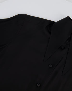 The Row Black Silk Long Sleeve Shirt with Collar Detail Size 0 (UK 4)