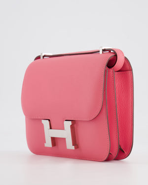 Hermès Mini Constance 18cm Bag in Rose Azalee Evercolor Leather with Palladium Hardware