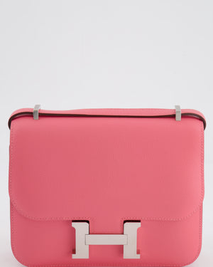 Hermès Mini Constance 18cm Bag in Rose Azalee Evercolor Leather with Palladium Hardware