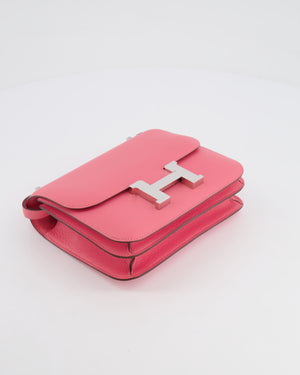 Hermès Mini Constance 18cm Bag in Rose Azalee Evercolor Leather with Palladium Hardware