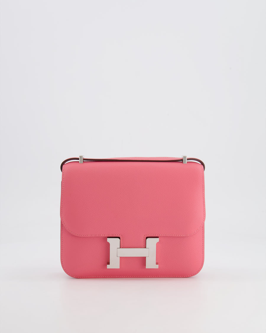 Hermès Mini Constance 18cm Bag in Rose Azalee Evercolor Leather with Palladium Hardware