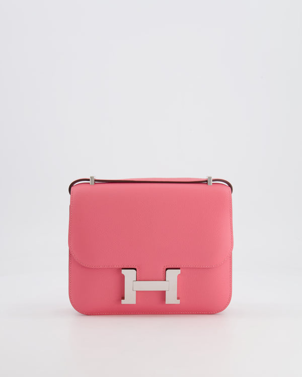 Hermès Mini Constance 18cm Bag in Rose Azalee Evercolor Leather with Palladium Hardware