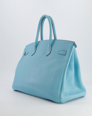 Hermès Birkin 35cm Bag in Bleu Atoll Clemence Leather with Gold Hardware