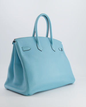 Hermès Birkin 35cm Bag in Bleu Atoll Clemence Leather with Gold Hardware