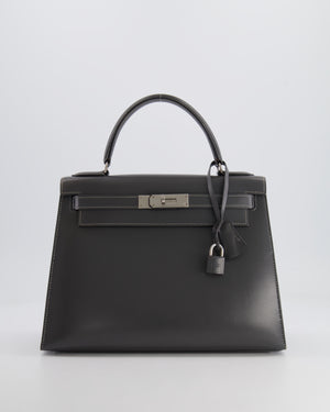 *RARE* Hermès Vintage Kelly 28cm Bag in Graphite Box Leather with Palladium Hardware