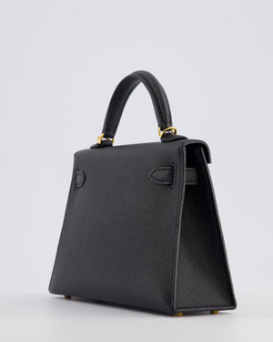 *SUPER RARE* Hermès Mini Kelly Bag II Replica Jewelry
 20cm in Noir Epsom Leather with Gold Hardware