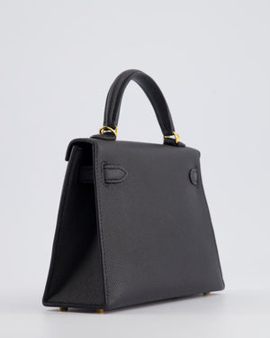 *SUPER RARE* Hermès Mini Kelly Bag II Replica Jewelry
 20cm in Noir Epsom Leather with Gold Hardware