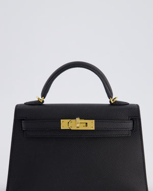 *SUPER RARE* Hermès Mini Kelly Bag II Replica Jewelry
 20cm in Noir Epsom Leather with Gold Hardware