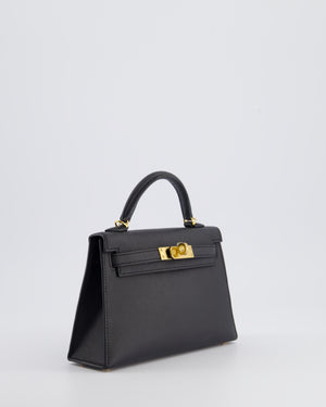 *SUPER RARE* Hermès Mini Kelly Bag II Replica Jewelry
 20cm in Noir Epsom Leather with Gold Hardware