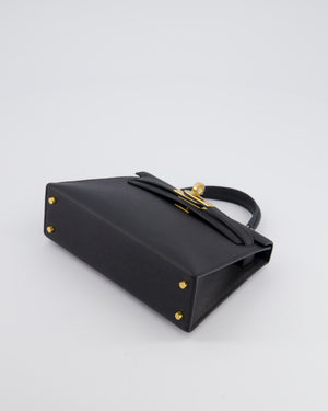 *SUPER RARE* Hermès Mini Kelly Bag II Replica Jewelry
 20cm in Noir Epsom Leather with Gold Hardware