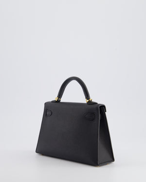 *SUPER RARE* Hermès Mini Kelly Bag II Replica Jewelry
 20cm in Noir Epsom Leather with Gold Hardware