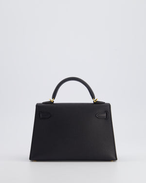 *SUPER RARE* Hermès Mini Kelly Bag II Replica Jewelry
 20cm in Noir Epsom Leather with Gold Hardware