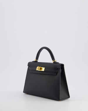 *SUPER RARE* Hermès Mini Kelly Bag II Replica Jewelry
 20cm in Noir Epsom Leather with Gold Hardware