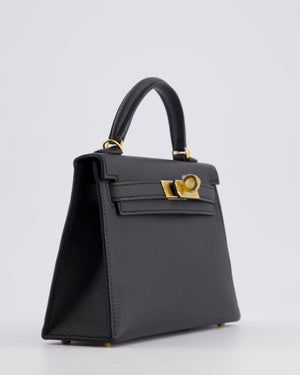 *SUPER RARE* Hermès Mini Kelly Bag II Replica Jewelry
 20cm in Noir Epsom Leather with Gold Hardware