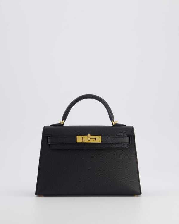 *SUPER RARE* Hermès Mini Kelly Bag II Replica Jewelry
 20cm in Noir Epsom Leather with Gold Hardware