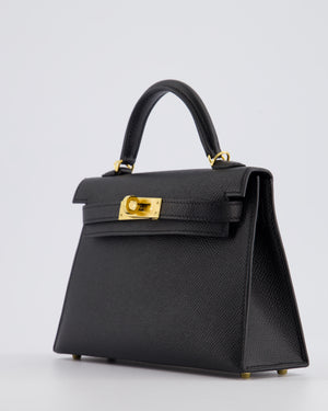 *SUPER RARE* Hermès Mini Kelly Bag II Replica Jewelry
 20cm in Noir Epsom Leather with Gold 
Hardware