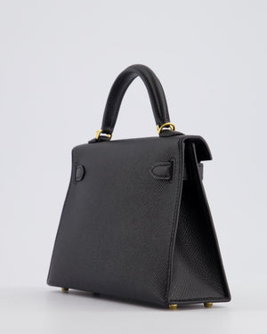 *SUPER RARE* Hermès Mini Kelly Bag II Replica Jewelry
 20cm in Noir Epsom Leather with Gold 
Hardware