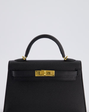 *SUPER RARE* Hermès Mini Kelly Bag II Replica Jewelry
 20cm in Noir Epsom Leather with Gold 
Hardware