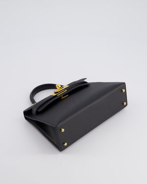 *SUPER RARE* Hermès Mini Kelly Bag II Replica Jewelry
 20cm in Noir Epsom Leather with Gold 
Hardware