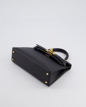 *SUPER RARE* Hermès Mini Kelly Bag II Replica Jewelry
 20cm in Noir Epsom Leather with Gold 
Hardware