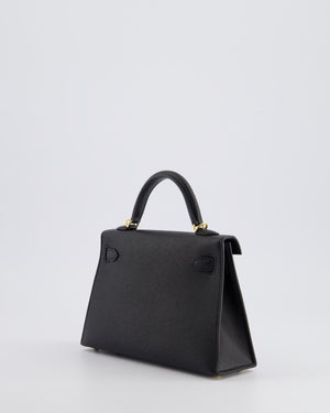 *SUPER RARE* Hermès Mini Kelly Bag II Replica Jewelry
 20cm in Noir Epsom Leather with Gold 
Hardware