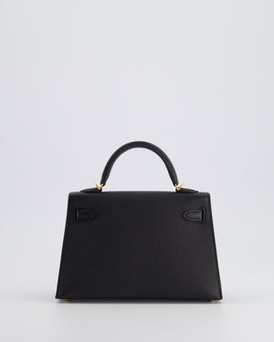 *SUPER RARE* Hermès Mini Kelly Bag II Replica Jewelry
 20cm in Noir Epsom Leather with Gold 
Hardware