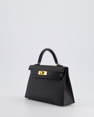 *SUPER RARE* Hermès Mini Kelly Bag II Replica Jewelry
 20cm in Noir Epsom Leather with Gold 
Hardware