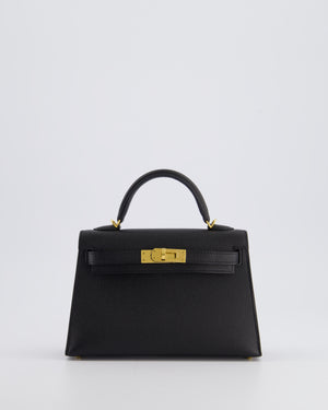 *SUPER RARE* Hermès Mini Kelly Bag II Replica Jewelry
 20cm in Noir Epsom Leather with Gold 
Hardware