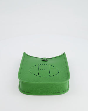 Hermès Mini Evelyne Bag in Vert Yucca Clemence Leather with Palladium Hardware