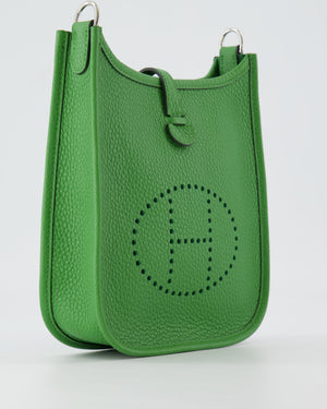 Hermès Mini Evelyne Bag in Vert Yucca Clemence Leather with Palladium Hardware