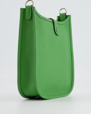 Hermès Mini Evelyne Bag in Vert Yucca Clemence Leather with Palladium Hardware