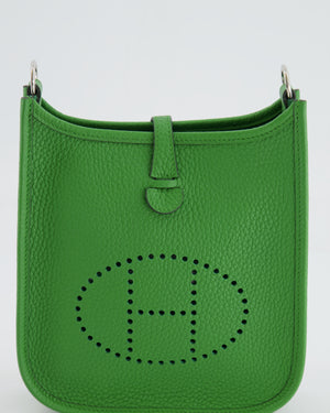 Hermès Mini Evelyne Bag in Vert Yucca Clemence Leather with Palladium Hardware