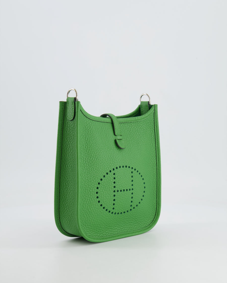 Hermès Mini Evelyne Bag in Vert Yucca Clemence Leather with Palladium Hardware