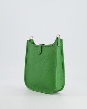 Hermès Mini Evelyne Bag in Vert Yucca Clemence Leather with Palladium Hardware