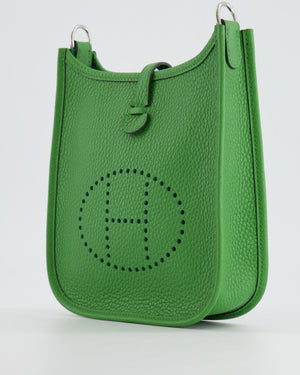 Hermès Mini Evelyne Bag in Vert Yucca Clemence Leather with Palladium Hardware