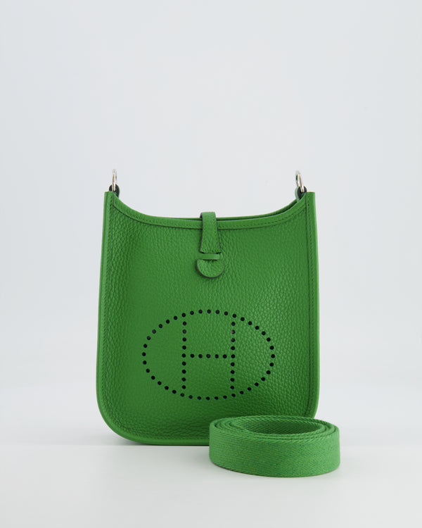 Hermès Mini Evelyne Bag in Vert Yucca Clemence Leather with Palladium Hardware