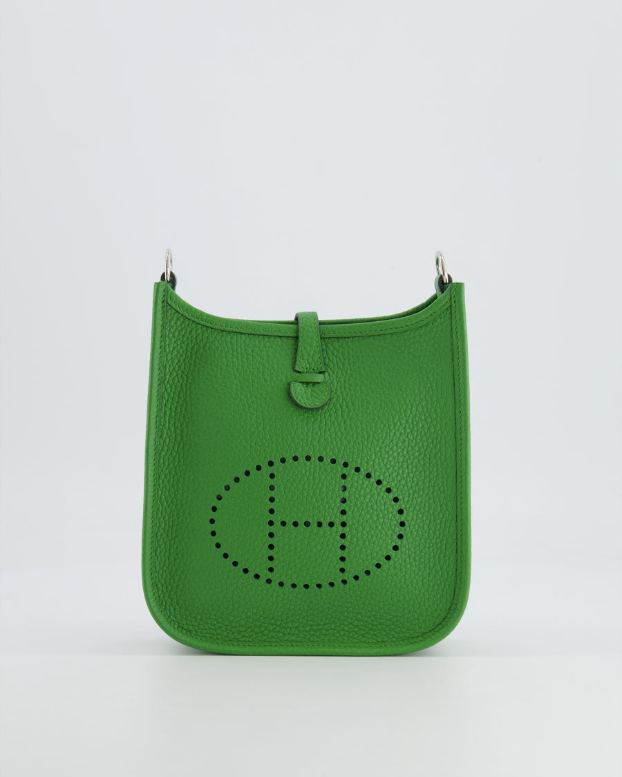 Hermès Mini Evelyne Bag in Vert Yucca Clemence Leather with Palladium Hardware