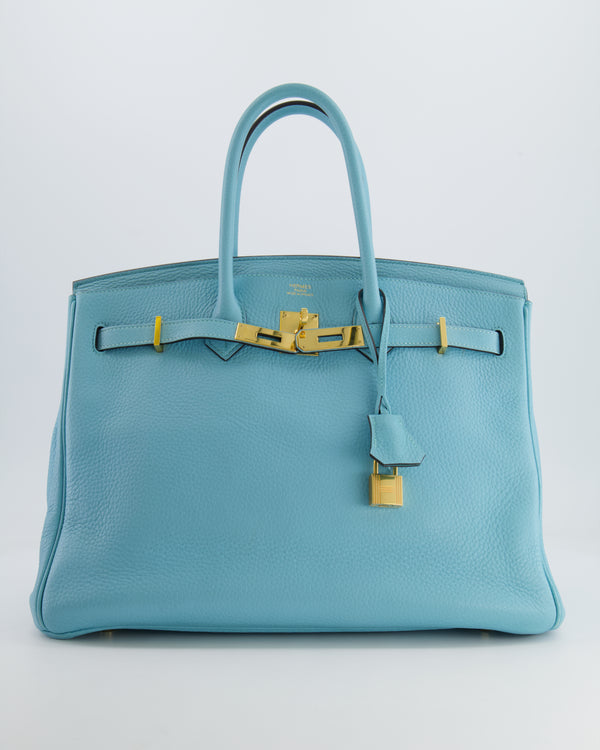 Hermès Birkin 35cm Bag in Bleu Atoll Clemence Leather with Gold Hardware