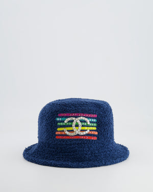 *RARE* Chanel X Pharrell SS19 Capsule Collection Navy Hat with Crystal Embellished CC Logo Size S