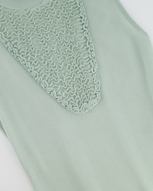 Chanel Pastel Green Textured Sleeveless Midi Dress with CC Pearl Button Details Size FR 36 (UK 8)