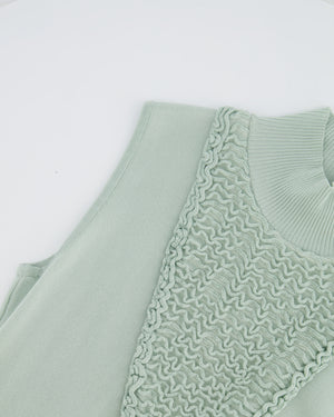 Chanel Pastel Green Textured Sleeveless Midi Dress with CC Pearl Button Details Size FR 36 (UK 8)