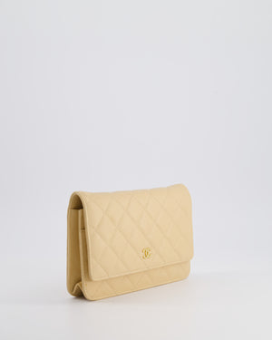 Chanel Beige Wallet on Chain Bag in Caviar Leather with Gold Hardware