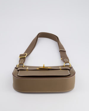 *RARE* Hermès Mini Jypsiere Crossbody Bag in Etoupe Evercolor Leather with Gold Hardware